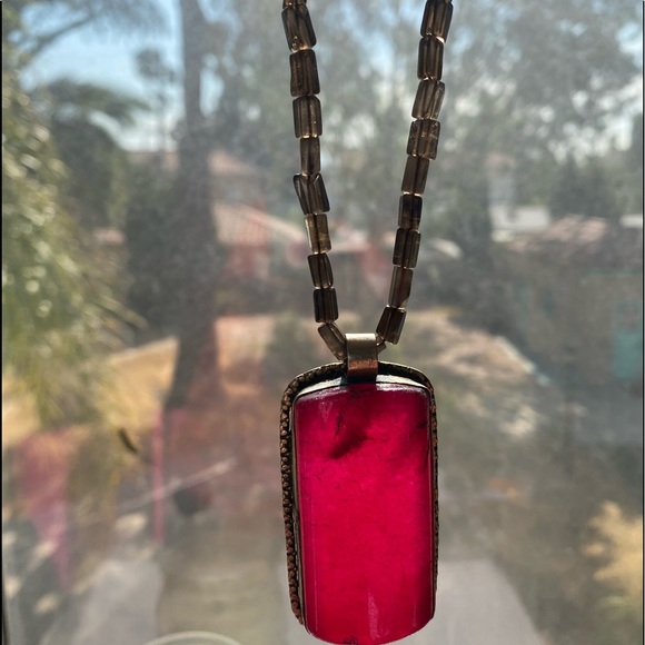 Jewelry - Raspberry Agate Smoky Quartz Necklace